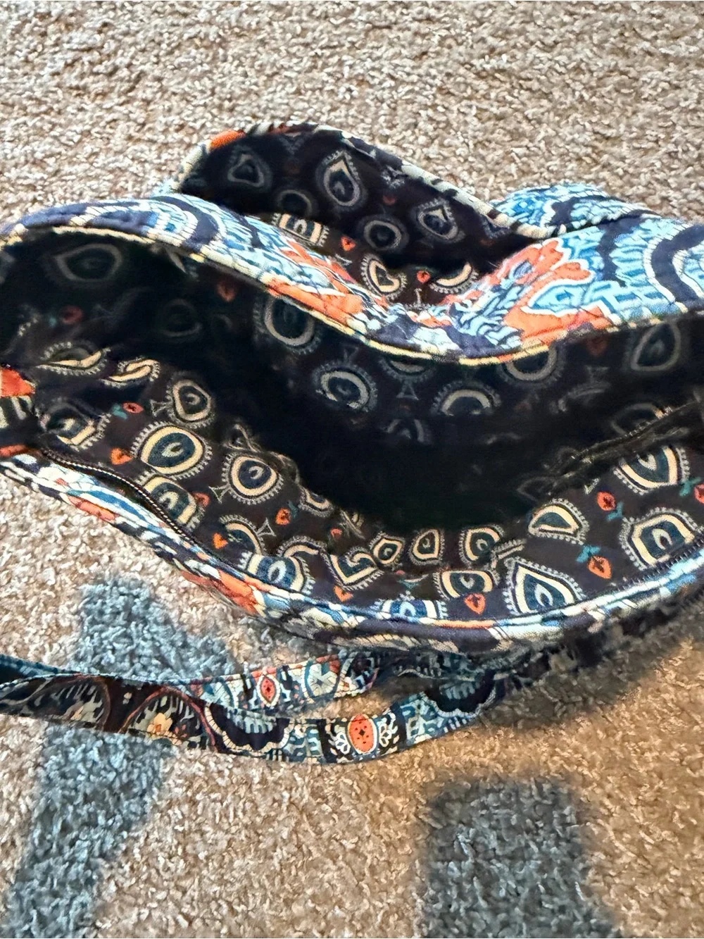 Vera Bradley Quilted Crossbody in Navy, Orange & Light Blue